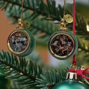 Two Bradford Exchange Ceramic Kitten Expeditions Green Ornaments W/ Tags No Box